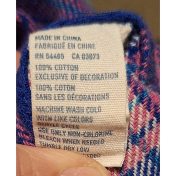 American Eagle Favorite Fit Y2K Womens Flannel XL Blue Pink Plaid Soft Grunge - Picture 6 of 6